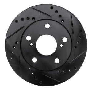 Toyota Camry Brake Rotor (1) - Front Right - R1 Concepts - Drilled & Slotted - Black - `92-`01